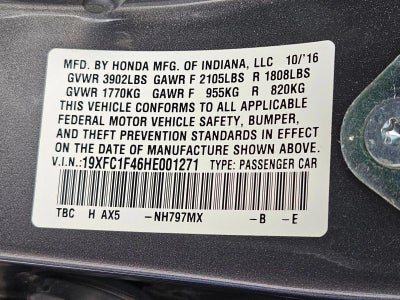 2017 Honda Civic Sedan EX-T CVT with Honda Sensing