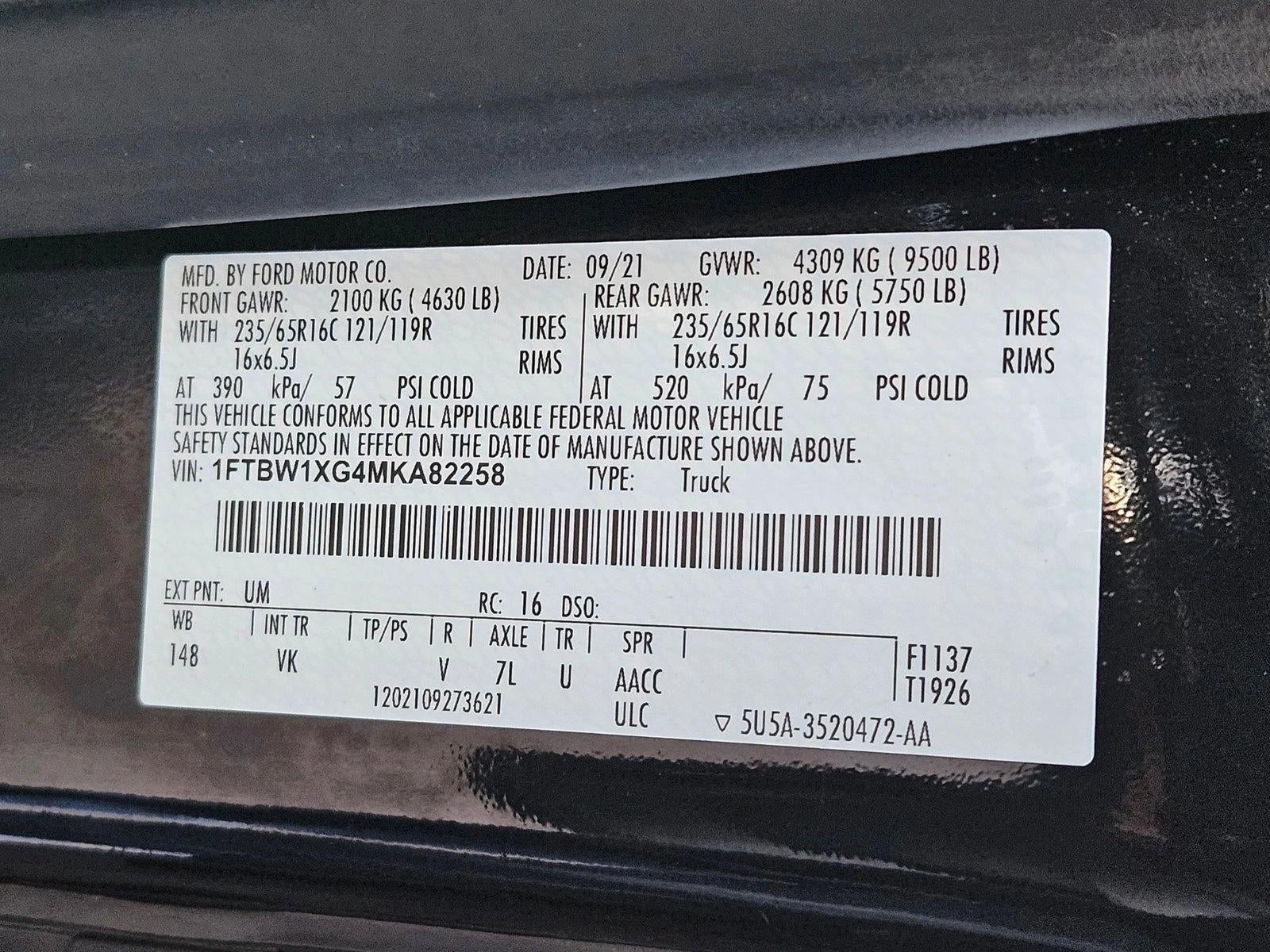 2021 Ford Transit Cargo Van T-350 148" Hi Rf 9500 GVWR RWD