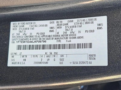 2020 Ford F-150 LARIAT 4WD SuperCrew 5.5' Box