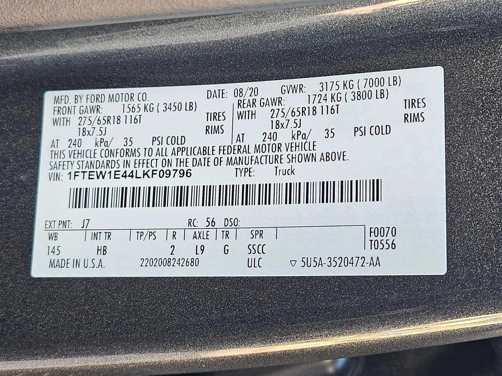 2020 Ford F-150 LARIAT 4WD SuperCrew 5.5' Box