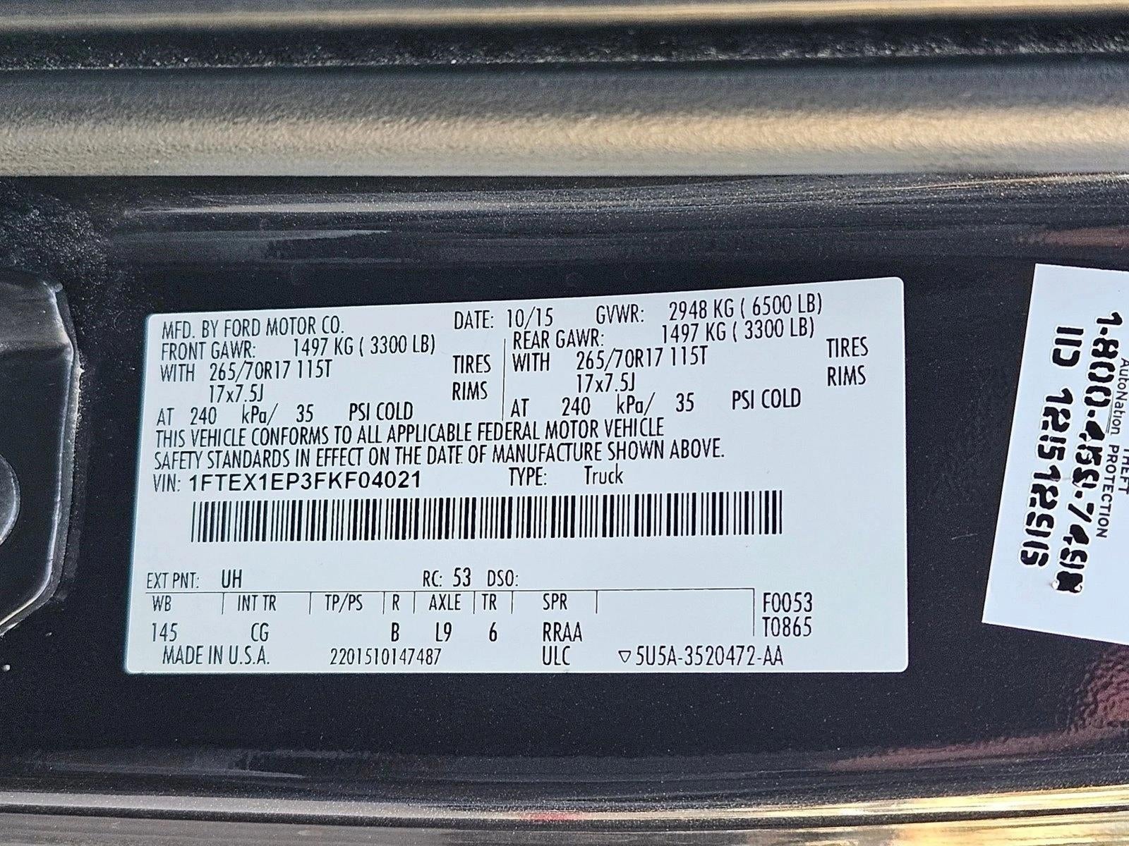 2015 Ford F-150 4WD SuperCab 6-1/2 Ft Box XL