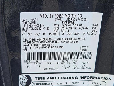 2013 Ford F-150 4WD SuperCrew 5-1/2 Ft Box SVT Raptor