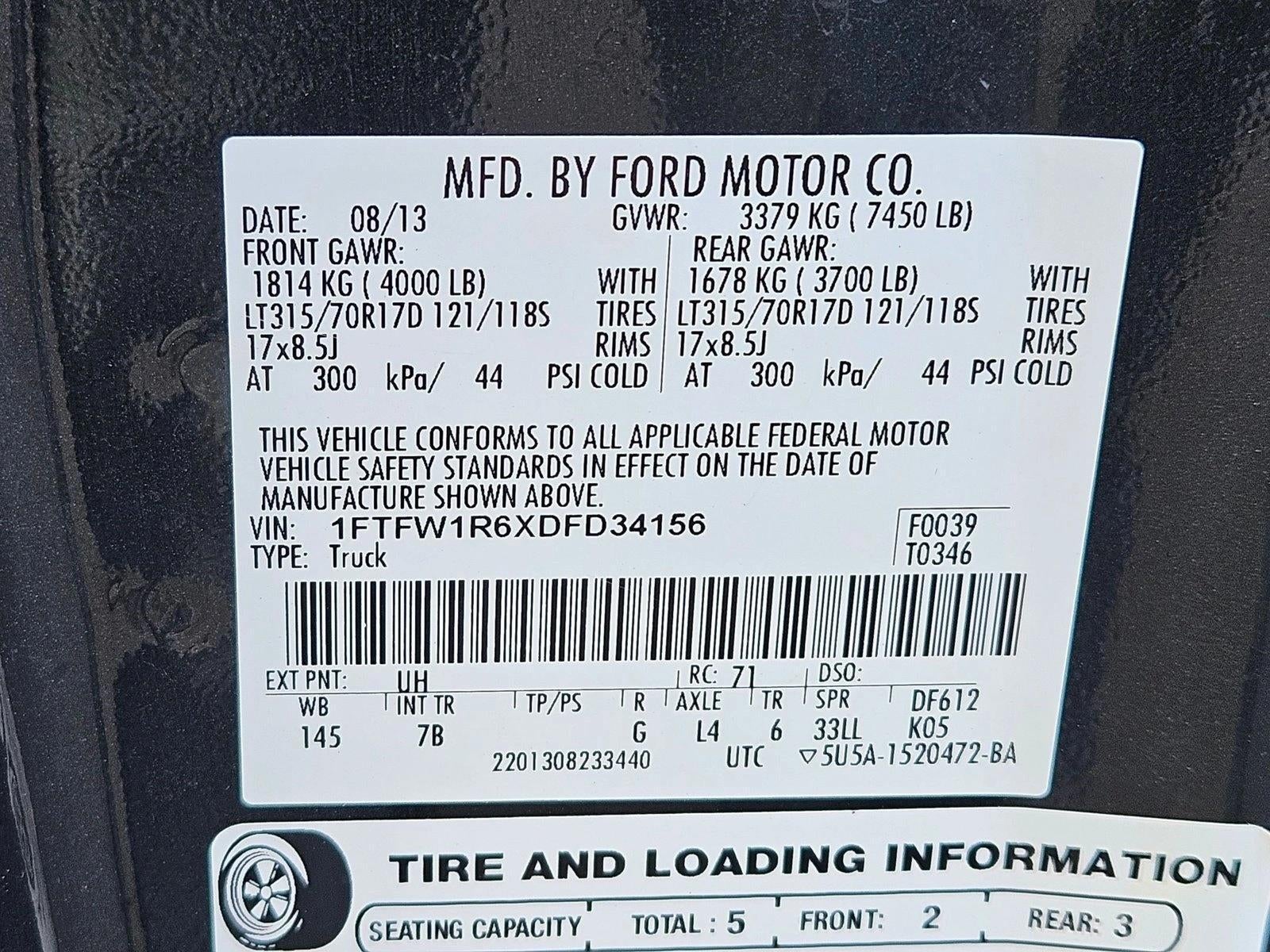 2013 Ford F-150 4WD SuperCrew 5-1/2 Ft Box SVT Raptor