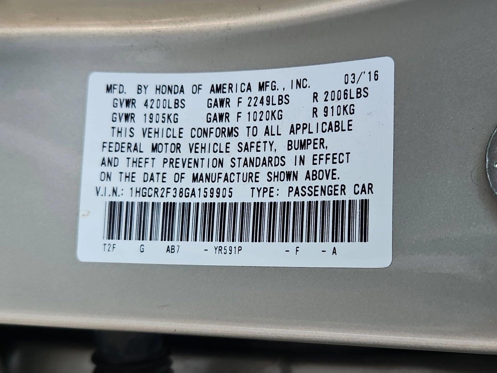 2016 Honda Accord Sedan LX CVT PZEV
