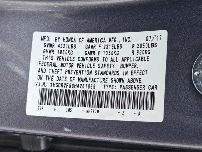 2017 Honda Accord Sedan Sport CVT PZEV