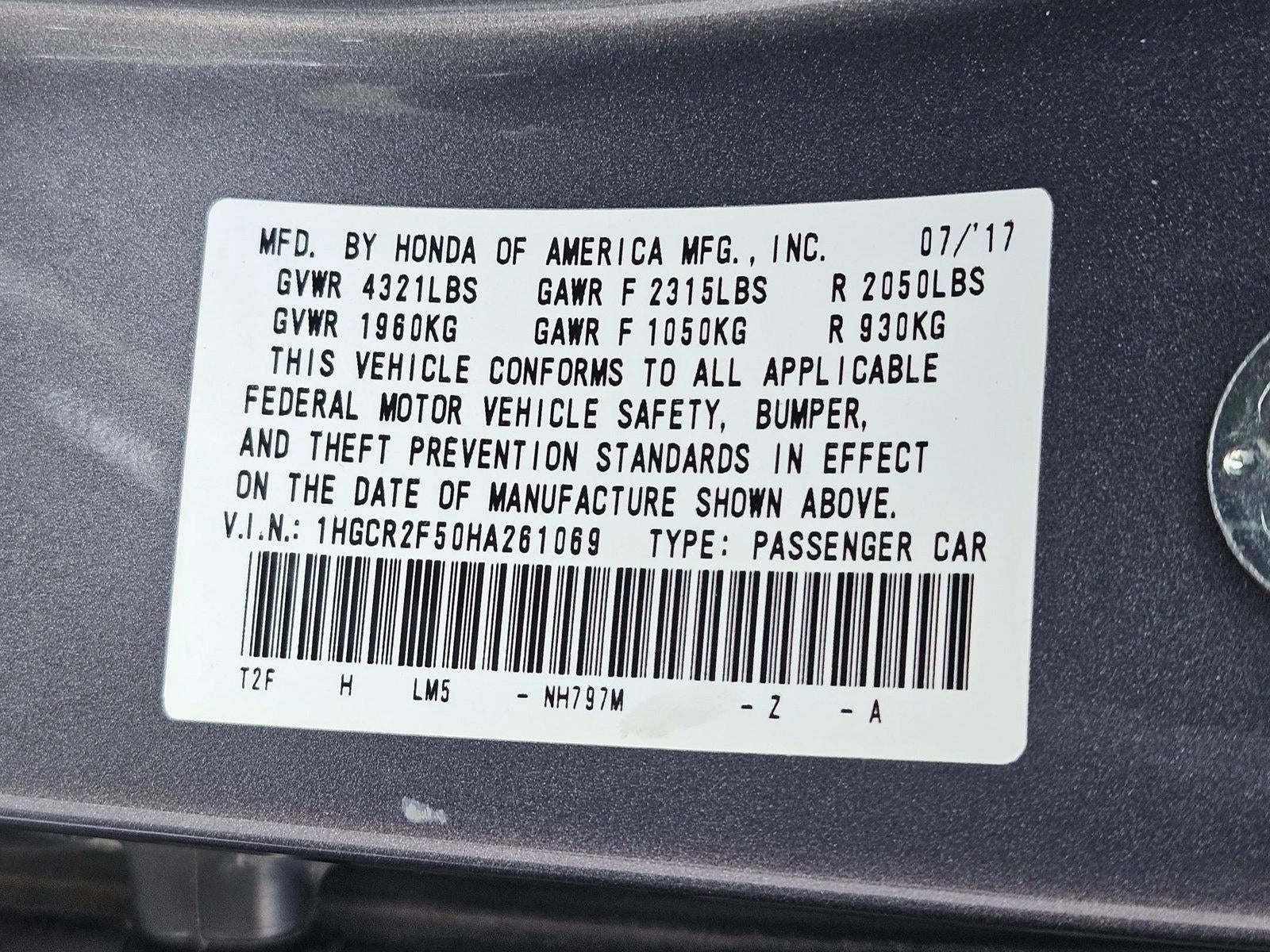 2017 Honda Accord Sedan Sport CVT PZEV