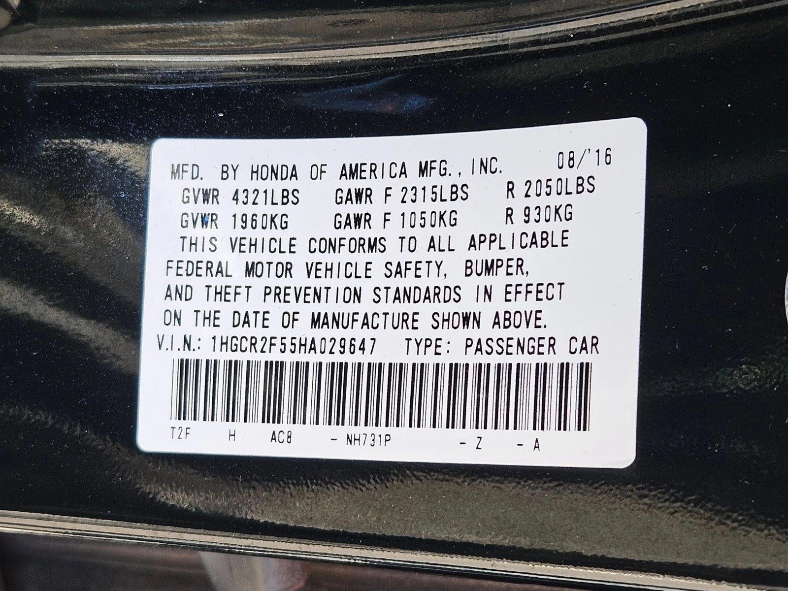 2017 Honda Accord Sedan Sport CVT PZEV