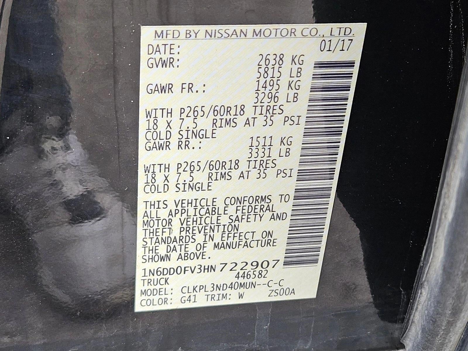 2017 Nissan Frontier Crew Cab 4x4 SL Auto Long Bed *Ltd Avail*