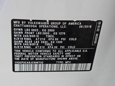 2018 Volkswagen Atlas 2.0T SE FWD