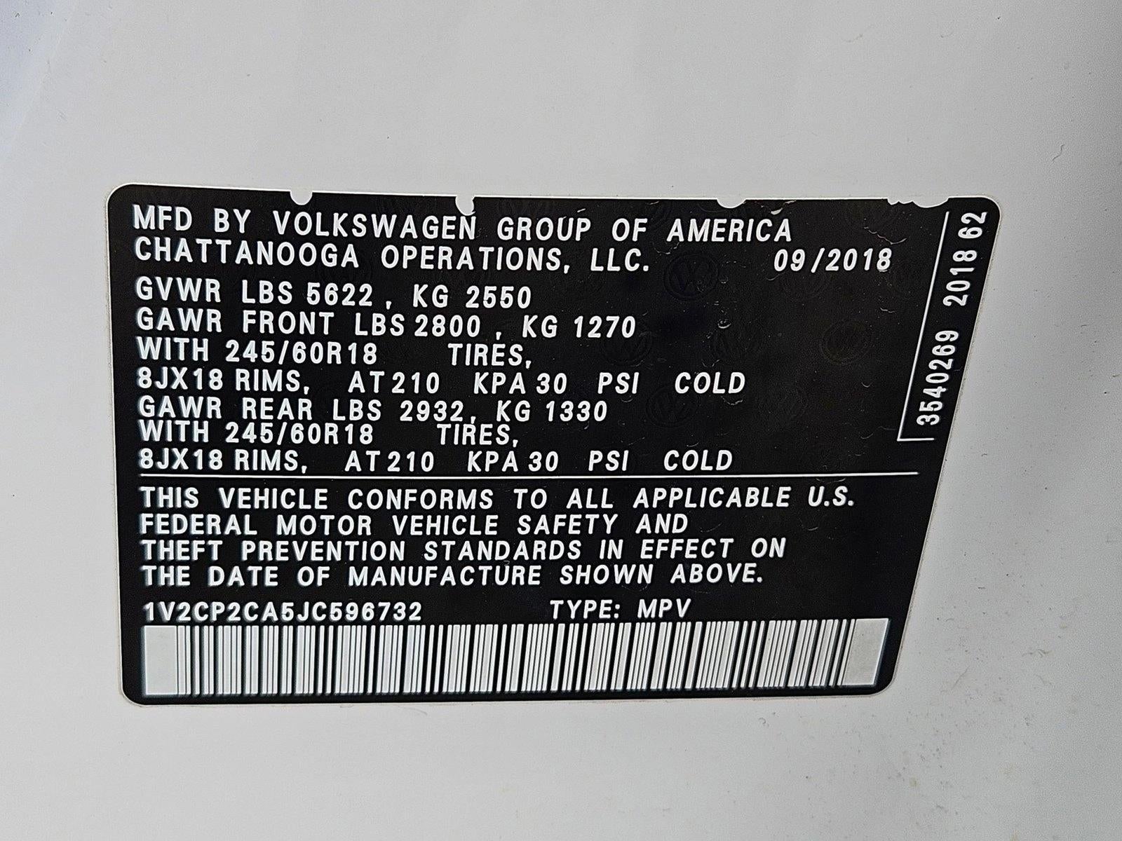 2018 Volkswagen Atlas 2.0T SE FWD