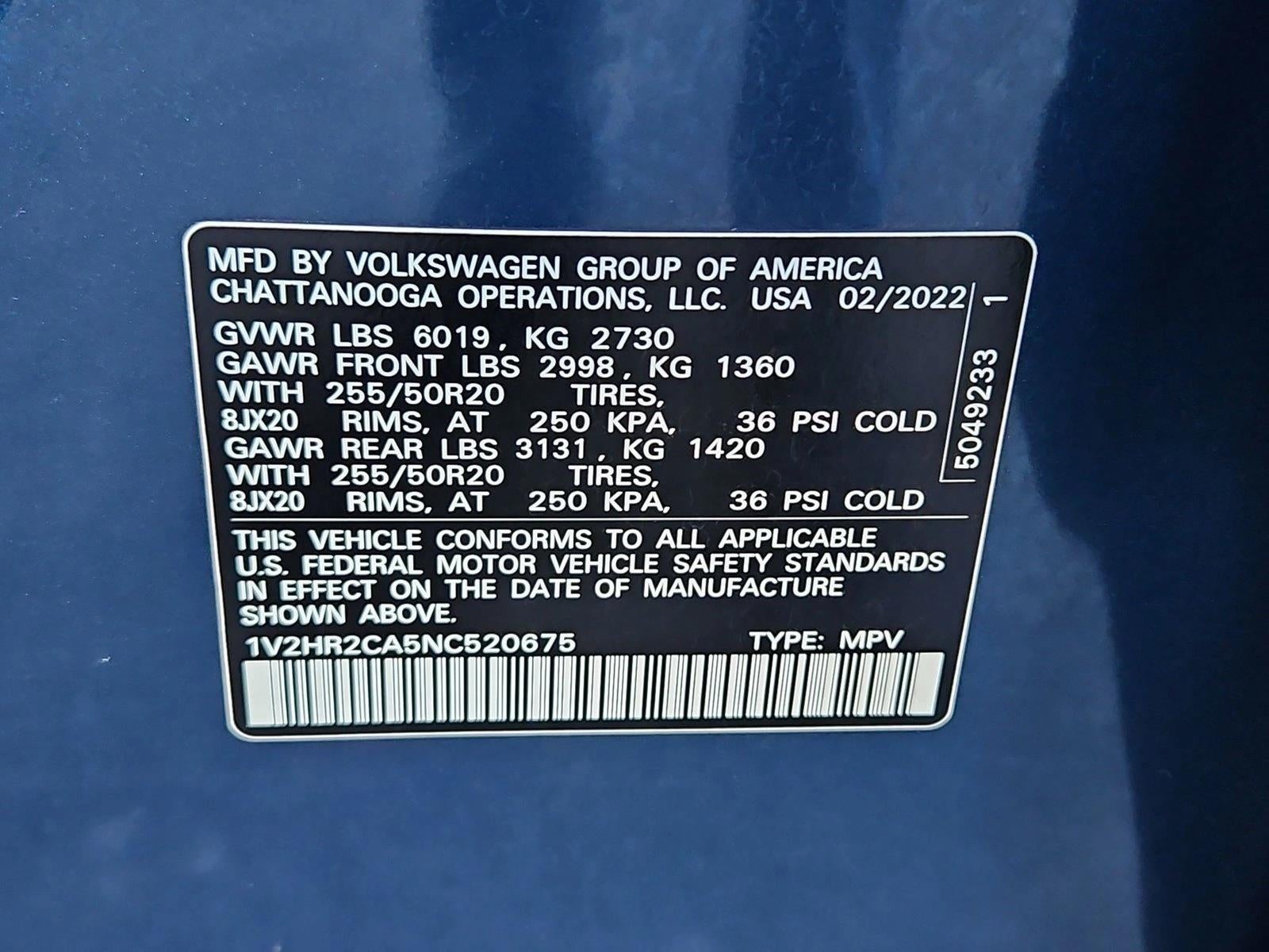 2022 Volkswagen Atlas 3.6L V6 SE w/Technology 4MOTION