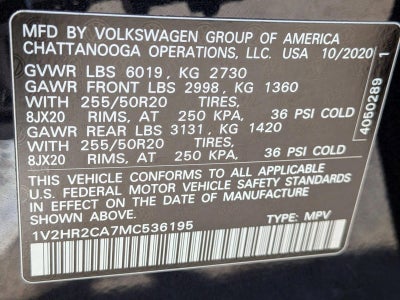2021 Volkswagen Atlas 2021.5 3.6L V6 SE w/Technology 4MOTION