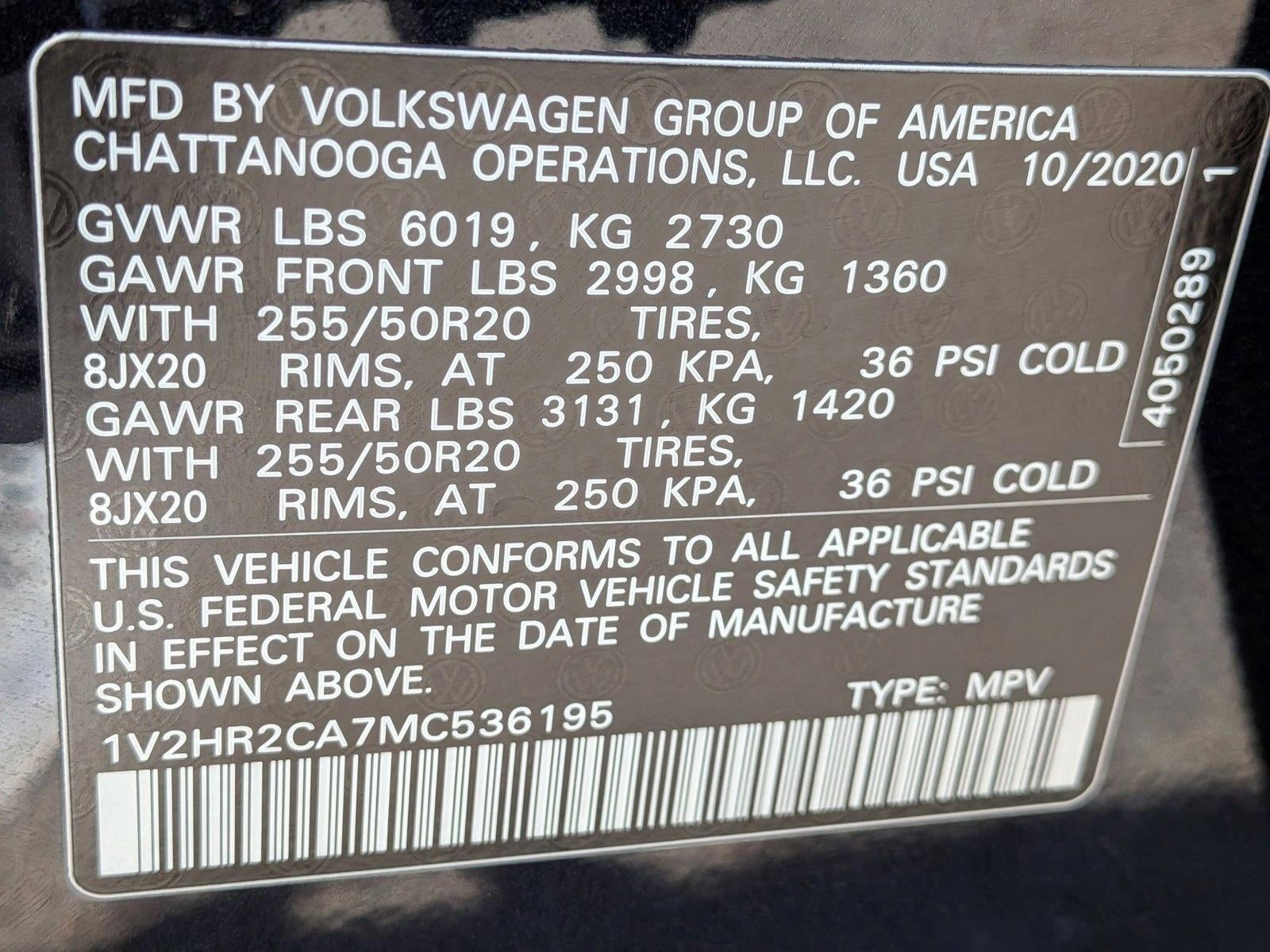 2021 Volkswagen Atlas 2021.5 3.6L V6 SE w/Technology 4MOTION