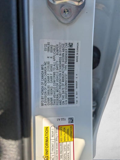 2022 Honda Civic Si Si Manual Sedan