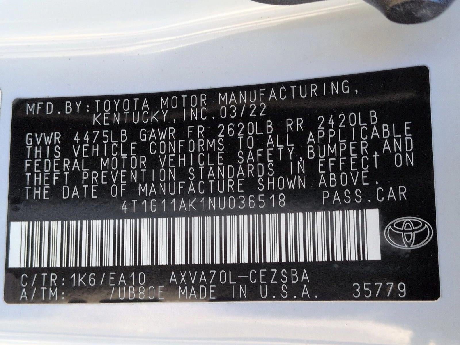 2022 Toyota Camry SE Auto (Natl)