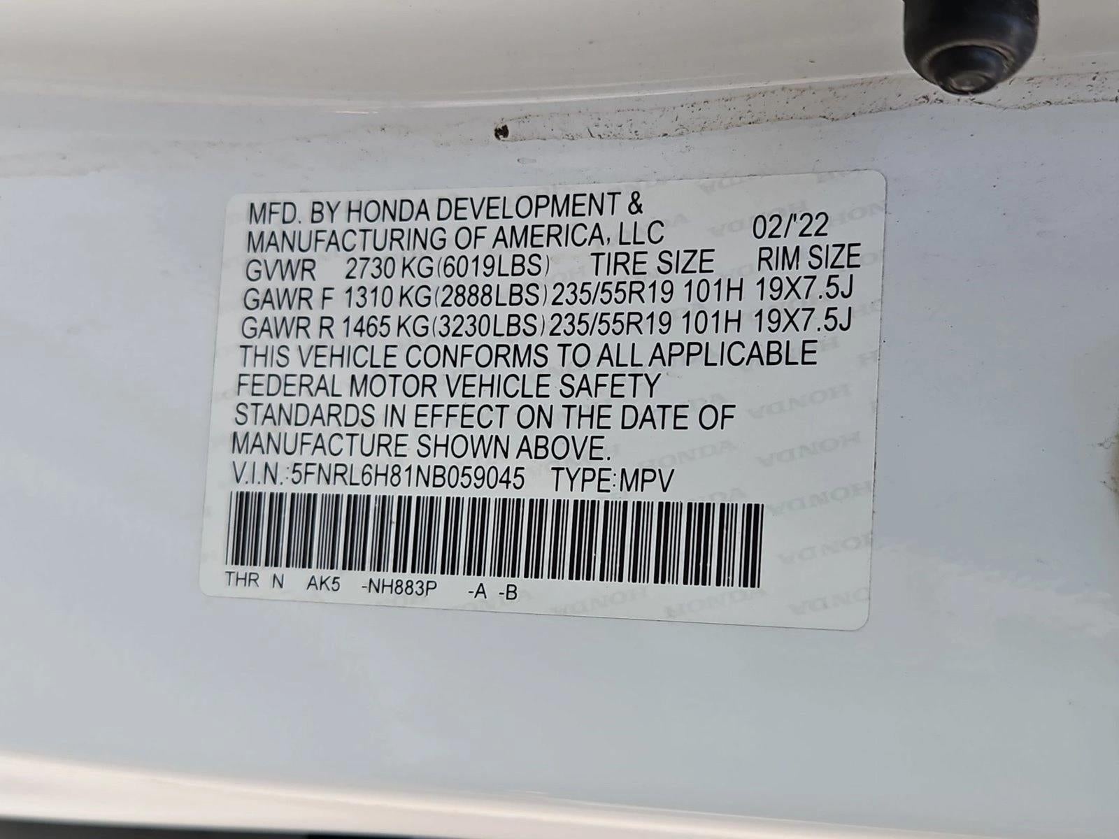 2022 Honda Odyssey Touring Auto