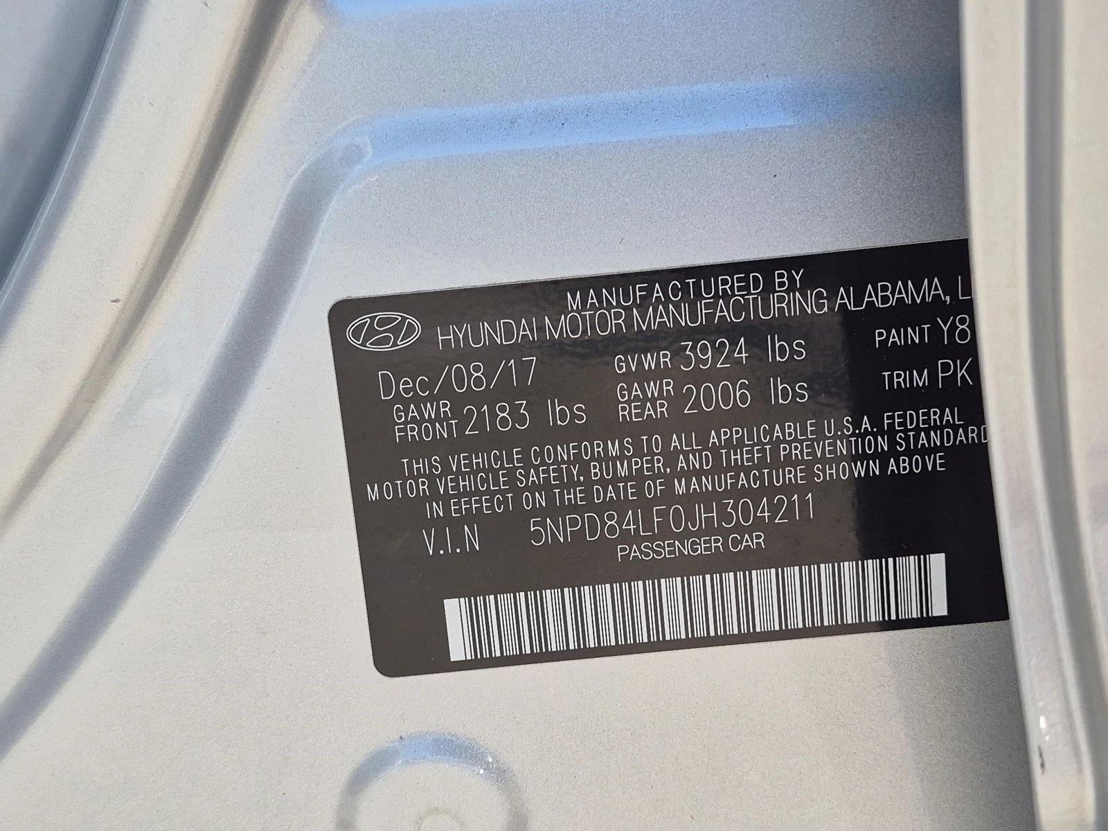 2018 Hyundai ELANTRA SEL 2.0L Auto