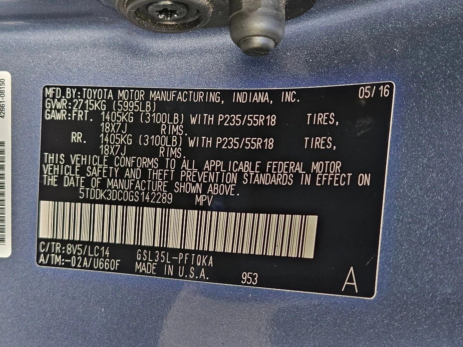 2016 Toyota Sienna 5dr 7-Pass Van XLE AWD (Natl)