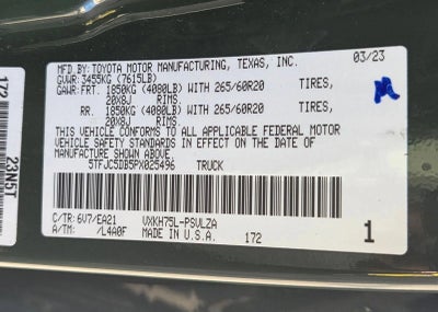 2023 Toyota Tundra 4WD 4WD Limited Hybrid CrewMax 5.5' Bed (Natl)