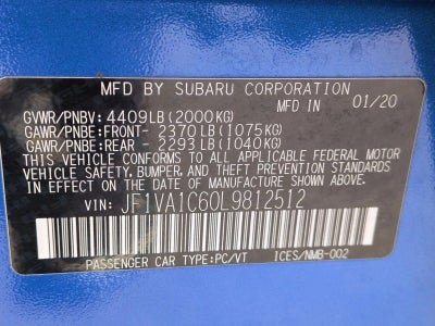 2020 Subaru WRX Premium Manual