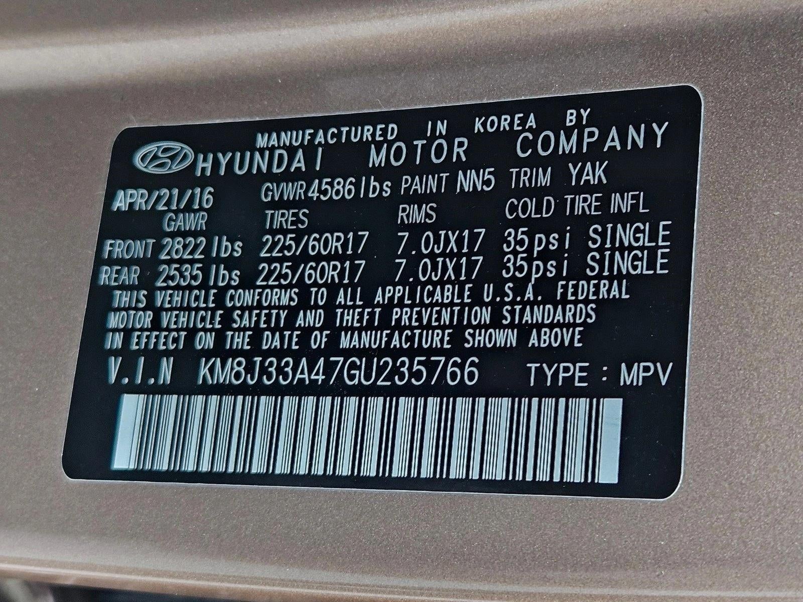 2016 Hyundai TUCSON FWD 4dr SE w/Beige Int