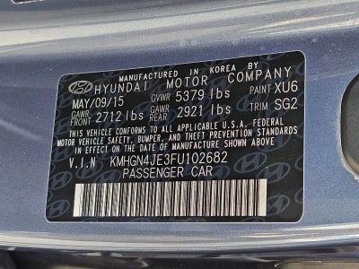 2015 Hyundai GENESIS 4dr Sdn V6 3.8L RWD
