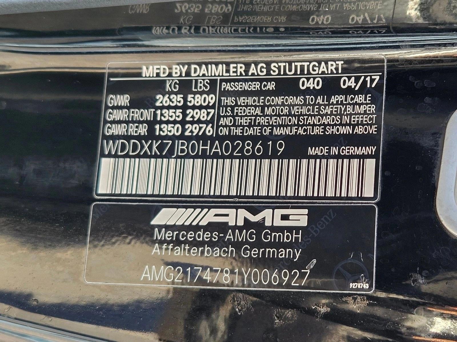 2017 Mercedes-Benz S-Class AMG® S 63 4MATIC® Cabriolet